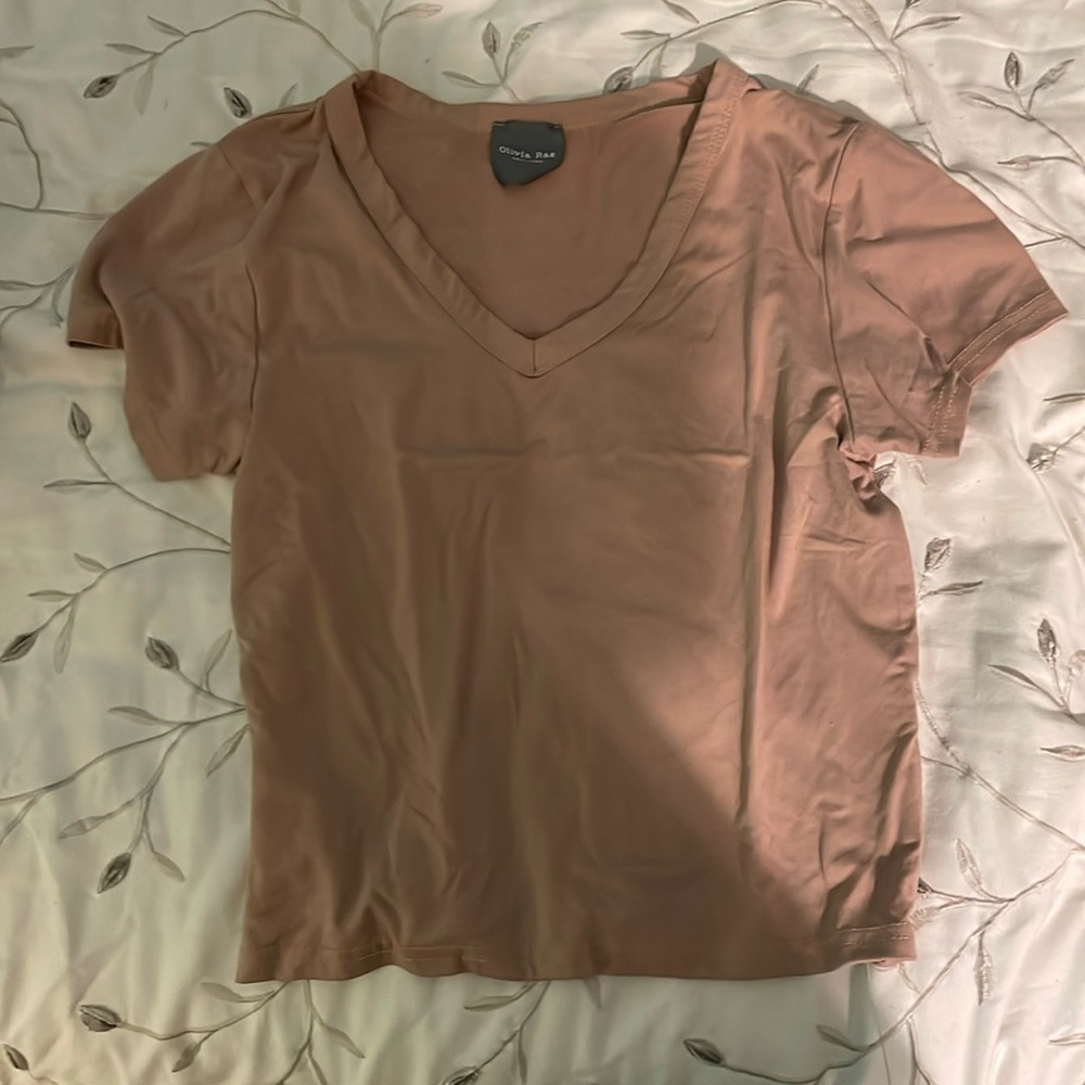 Tan Olivia Rae tight cropped shirt